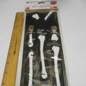 New Happy Halloween Suspenders OSFM Skelton Bones Clipon Design 🎃🦇 fun costume